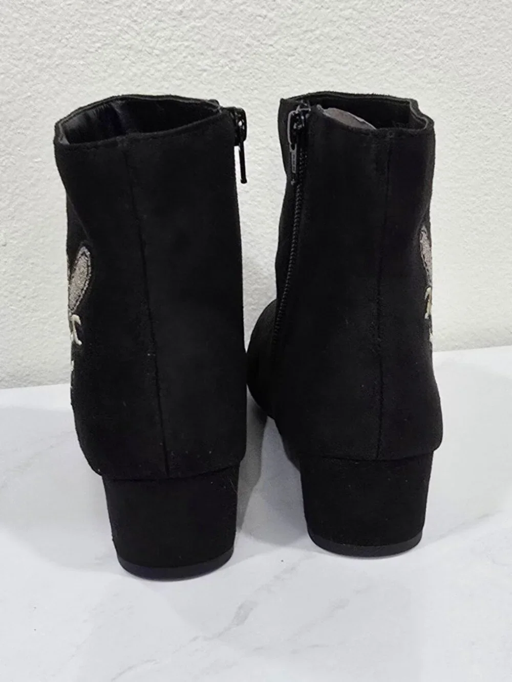 The Children’s Place ✦ Black Embroidered Ankle Boots ✦ Crown Star Bee Accents 5